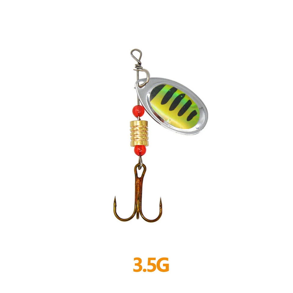 1Pcs 3G 3.5G 4.5G Spinner Lures Rotating Spinners Spoon Hard Bait Pike Metal With Treble Hooks Fishing Lure Pesca Tackle
