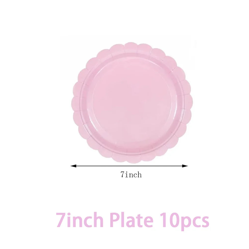 Solid color party supplies tableware paper plates cups napkins tablecloths suitable for birthday party guests banquet baby showe