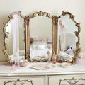 vanity mirror desktop  retro bedroom vanity mirror tri-fold desktop special-shaped folding mirror