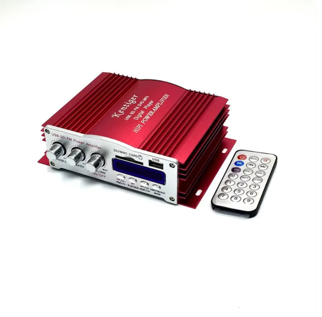 Hi-Fi Car Stereo Amplifier Four-channel Output Speaker 12V Plug-in Card Usb Lcd Display Power Player Auto Remote Control