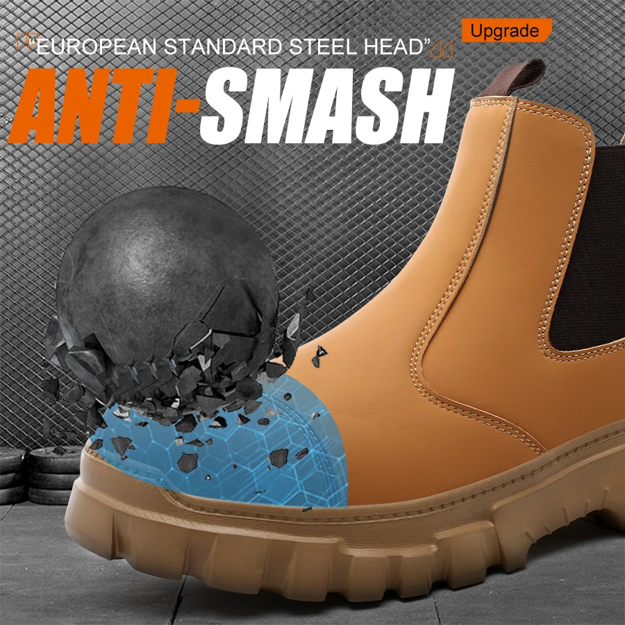 Men Safety Work Boots Steel toe Shoes Anti-smash Anti puncture Men's boots Safety Shoes lightweight Comfort Protection Shoes