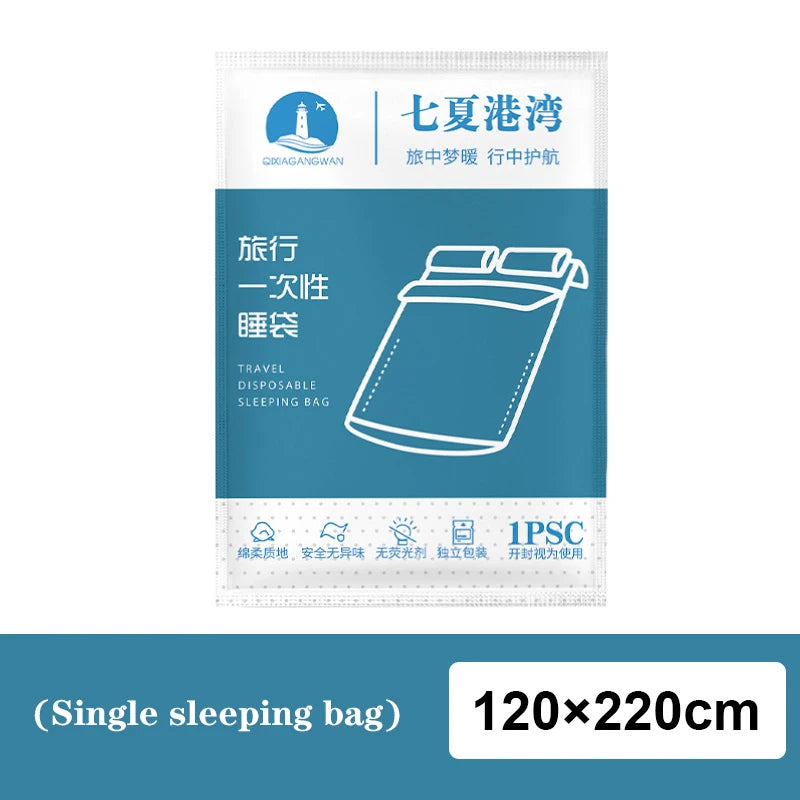 Portable Disposable Sleeping Bags for Travel Single/Dual Use Travel Essentials Lightweight Disposables for Convenient Hiking Cam