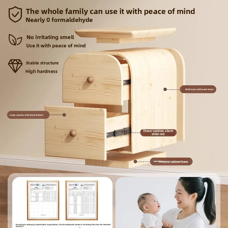 Vintage Narrow Solid Wood Bedside Cabinet Double-Layer Sofa Side Table Small Space Organizer Slim Gap Storage Unit 2025