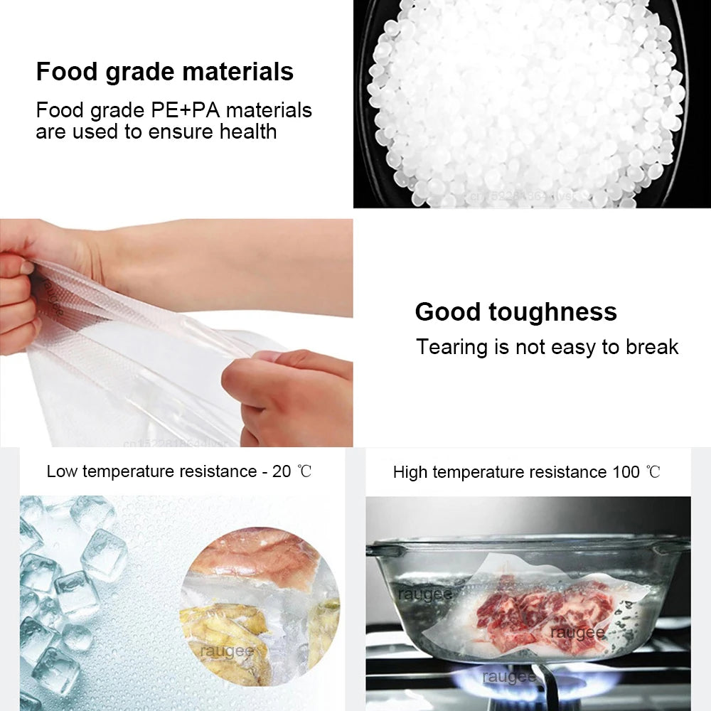Food Vacuum Sealer Bag Plastic Sealing Bags Reusable Food Preservation Sealed Bag Household Vacuum Packaging Bags for Kitchen