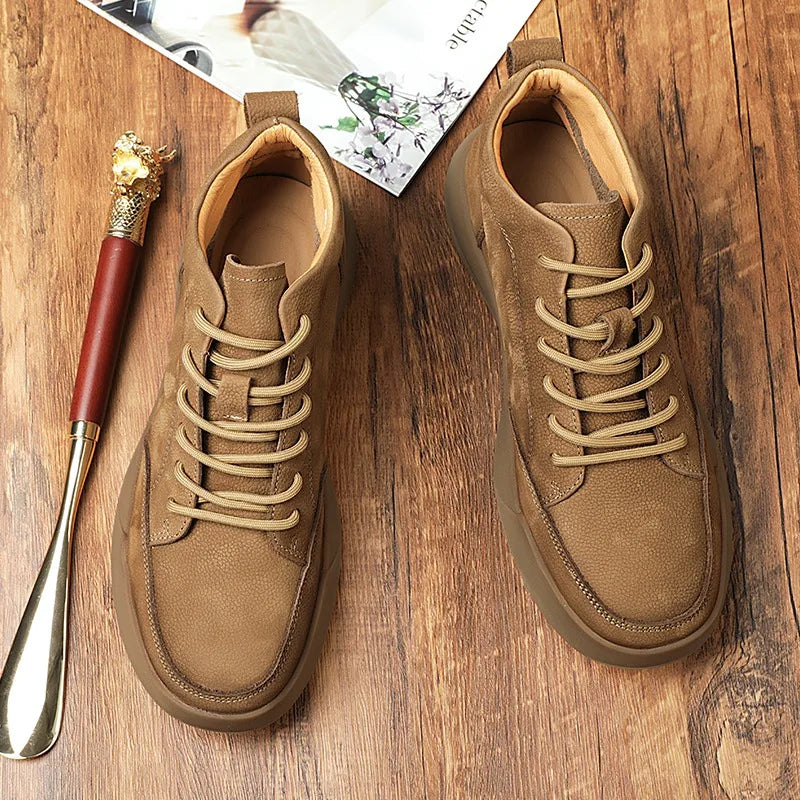 Men's Boots 2026 Spring New Cowhide Thick-soled Non-slip Natural Leather Soft Chelsea Single Short Boots Wide Barefoot Shoes