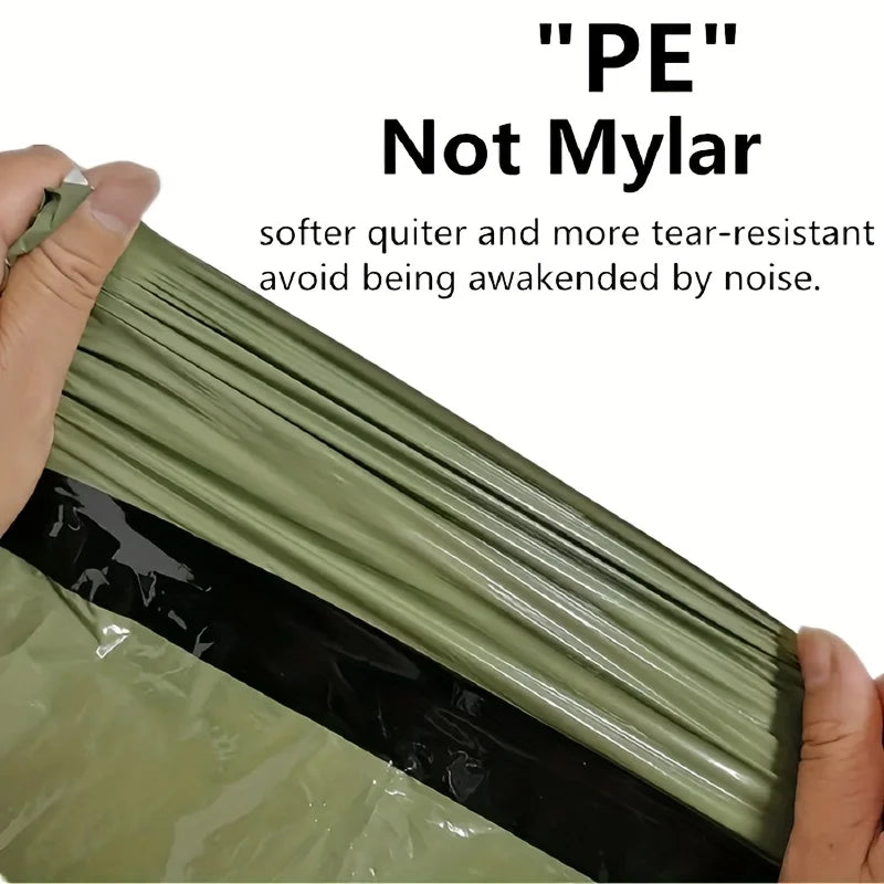 2 emergency sleeping bags, suitable for camping, hiking, outdoor activities, PE material, temperature rating below 0 ° F
