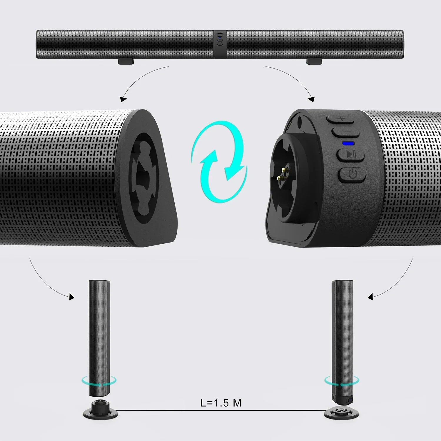 120W Home Theater Tower Speakers Multimedia HiFi Soundbar Wireless Bluetooth Speaker for TV Audio System