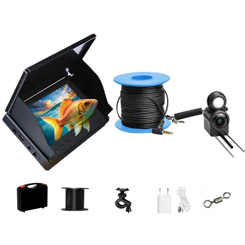 Portable Fish Depth Finder Water Handheld 1080P 4.3 Inch LCD Video Fish Finder Underwater 220° Fishing Camera With Night Vision