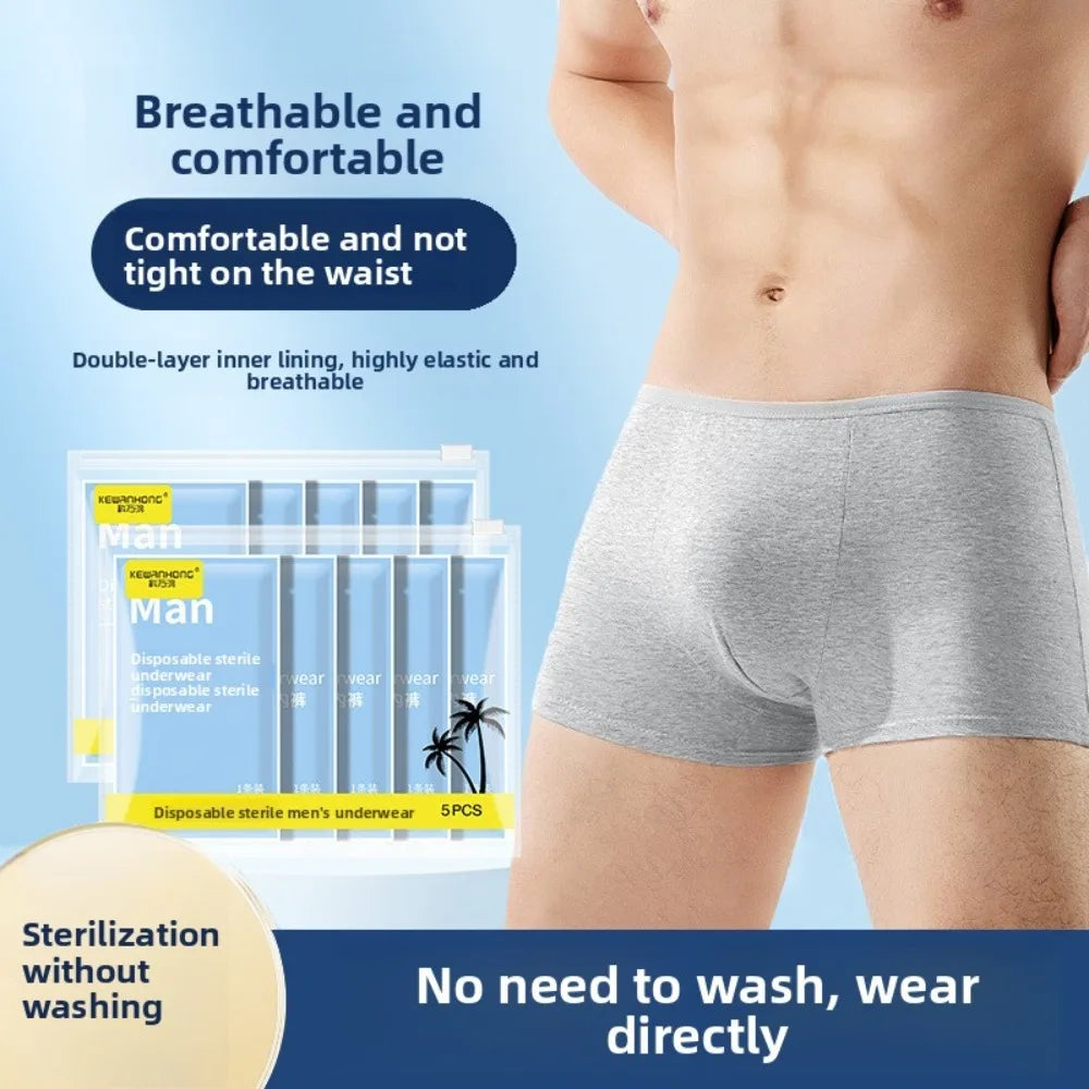 Mens Travel Underwear 5Pcs Disposable Cotton Seamless Briefs