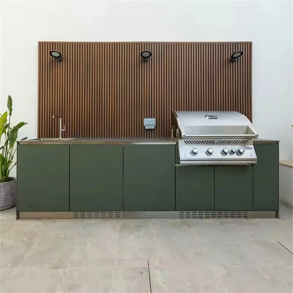 Outdoor kitchen Cabinet BBQ grill Oven and Bar Furniture House garden Stainless Steel Kamado grillInduction cooker customized