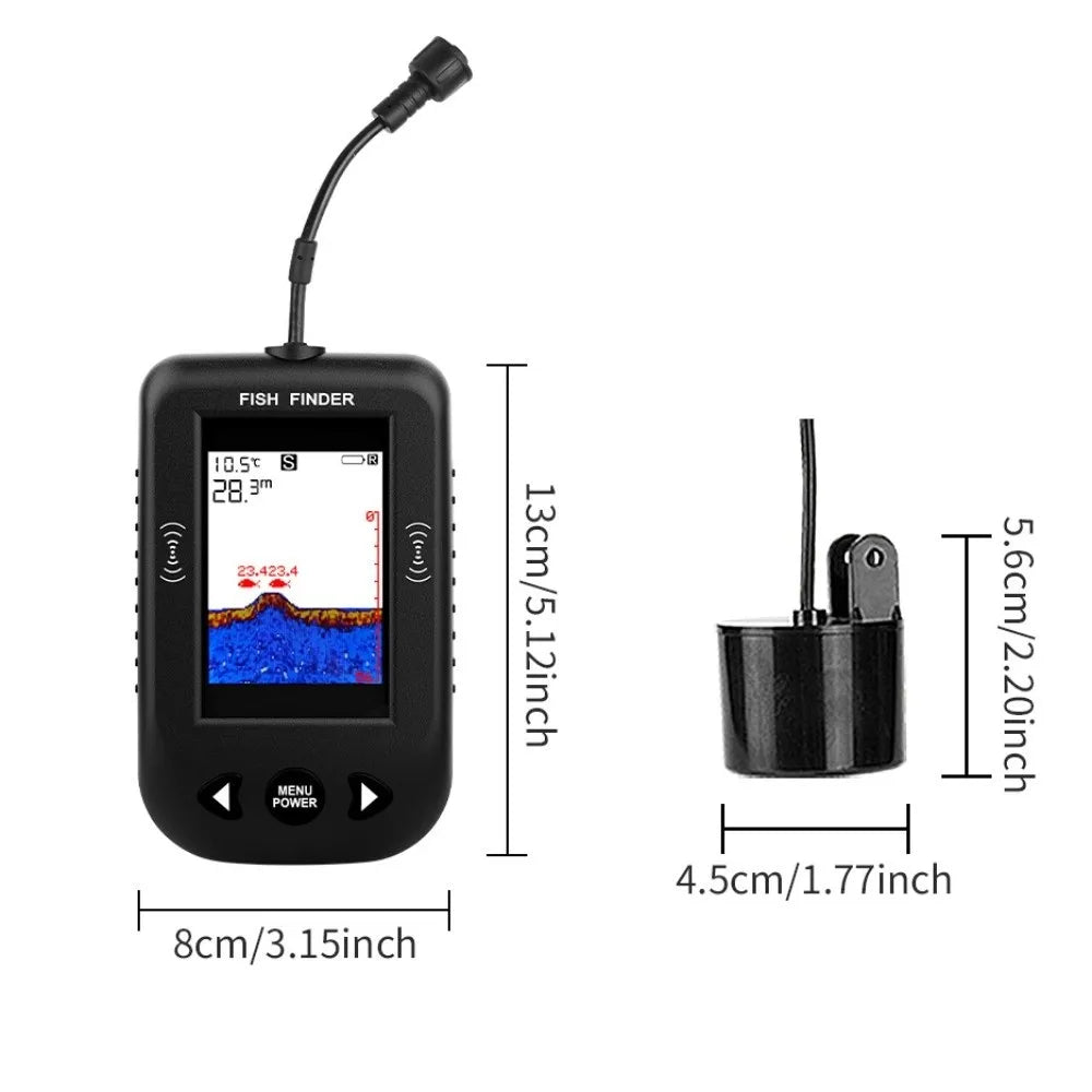 45 Degrees XF03 Fish Finders 100M Depth Wire Design Portable Sonar Finders LCD Display Waterproof Sonar Fish Finder Lake Fishing