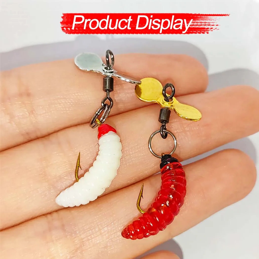 5Pcs/Box Propeller Worm Fishing Lure Spinner Spinning Bait Rotating Blade Sequin Bionic Fish Lure