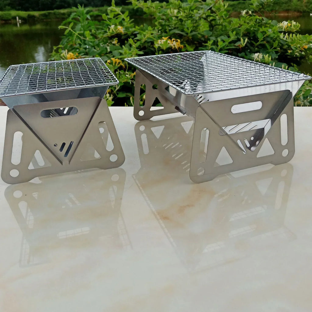 Outdoor Camping Barbecue Grill Heating Stoves with BBQ Grill Plate Portable Folding Stainless Steel Barbeque Cooking Stove