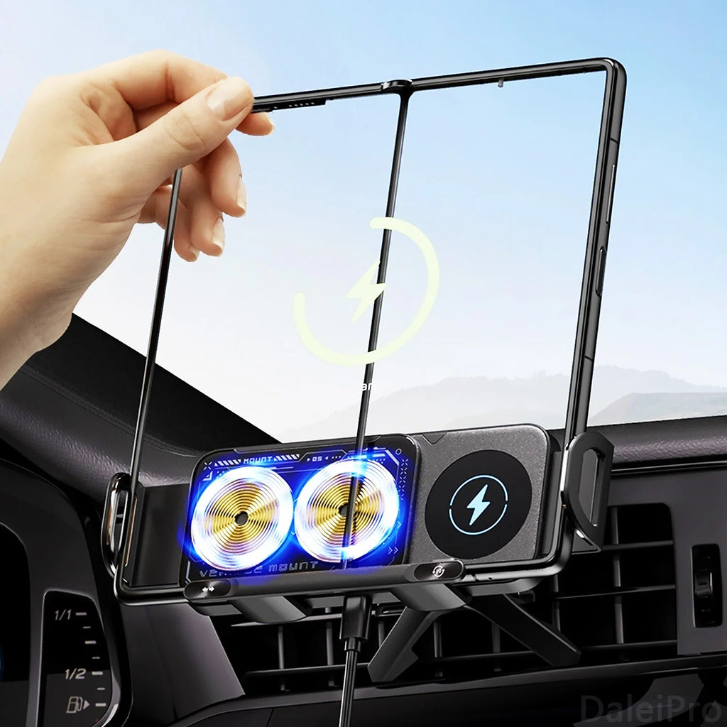 Foldable Phone Holder Car Wireless Charging Phone Mount Universal Phone Holder Intelligent Induction Electric Rotation Charger