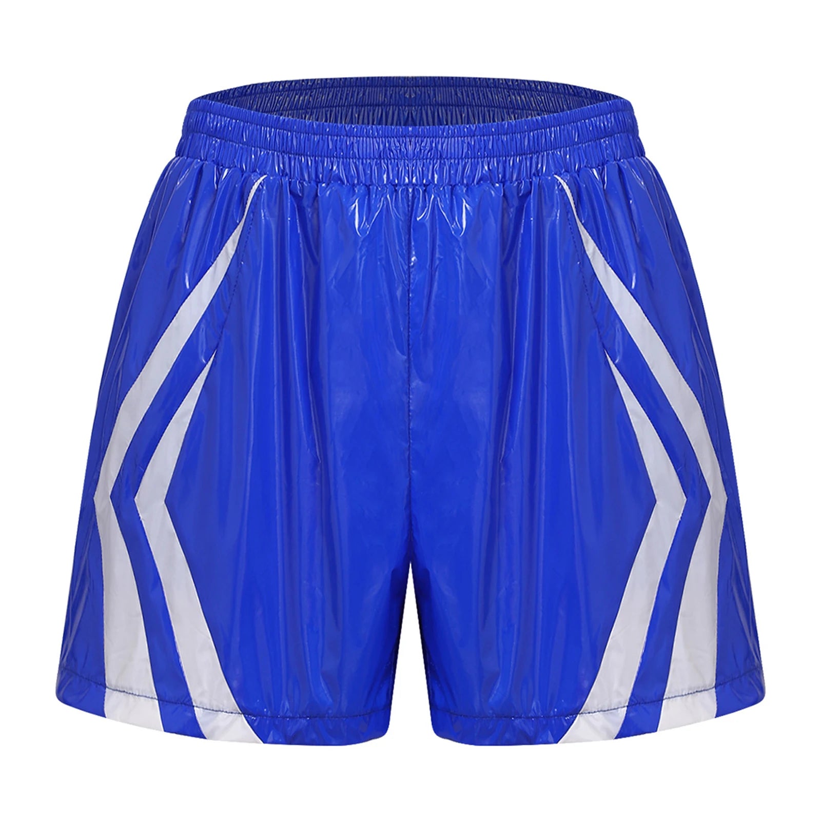 Swimwear Mens Wet Look Athletic Running Swim Shorts Athletic Beach Swimming Trunks with Pockets Stripes Elastic Waistband Shorts