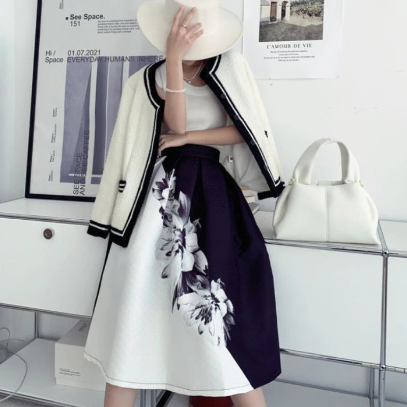 Woman Skirt Midi Summer 2025 Patchwork Skirts for Women Stylish Luxury Elegant Streetwear V Chic Harajuku High Quality Aesthetic