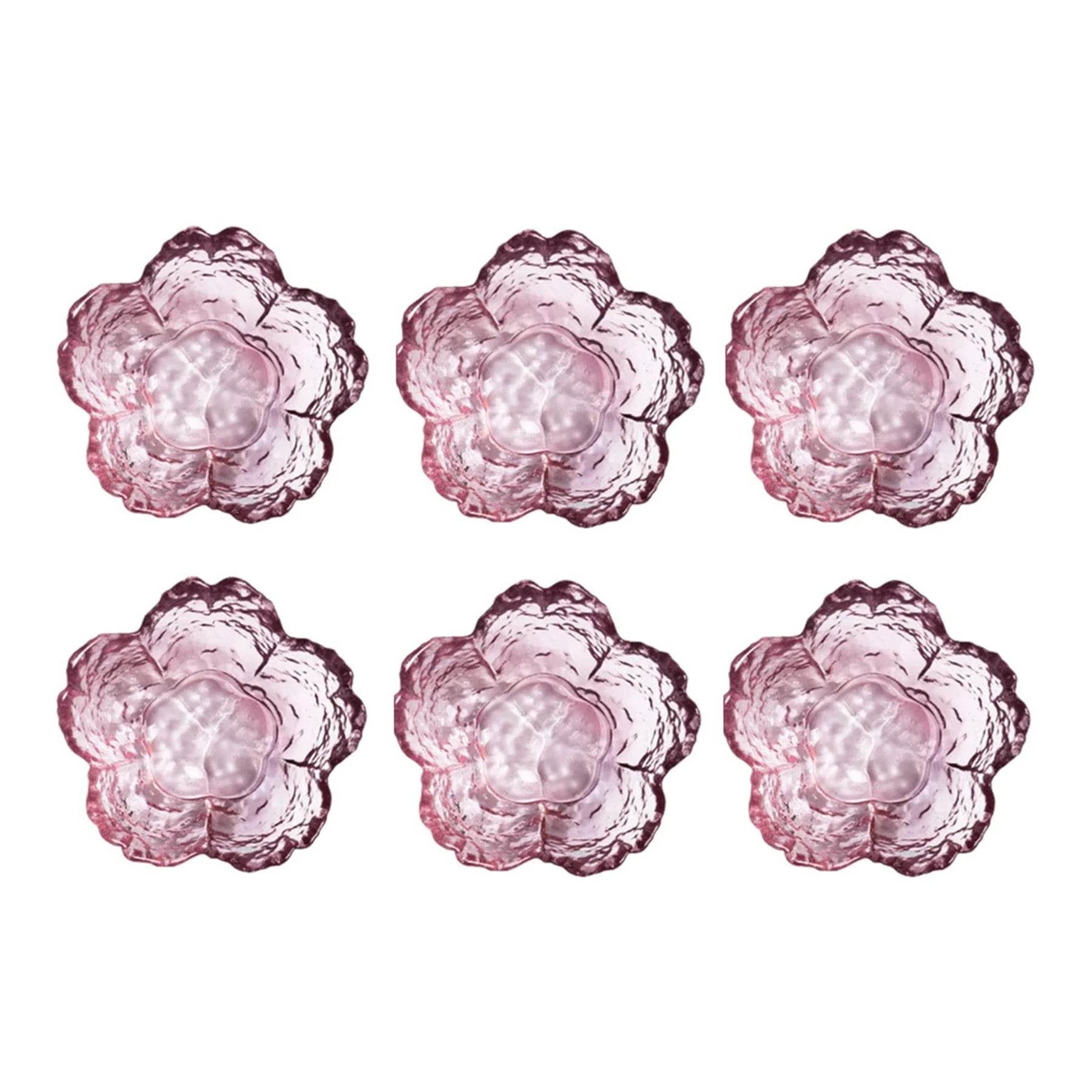 Pink Glass Bowls Set of 3/6, Small Dip Bowls Sauce Plates - Japanese Sakura Flower Cherry Blossom Shaped Bowl for Dessert