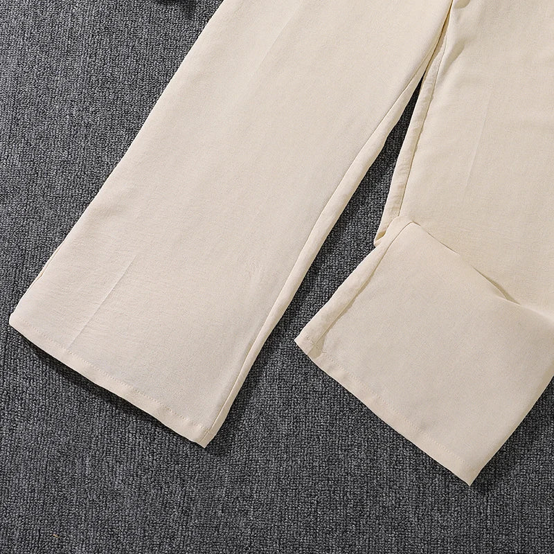 Kids Clothes Sets For Girls O-Neck Fly-Sleeve Elastic-Waist Two-Pieces Set 8-12 Years Summer Basic Korean Style Tracksuit