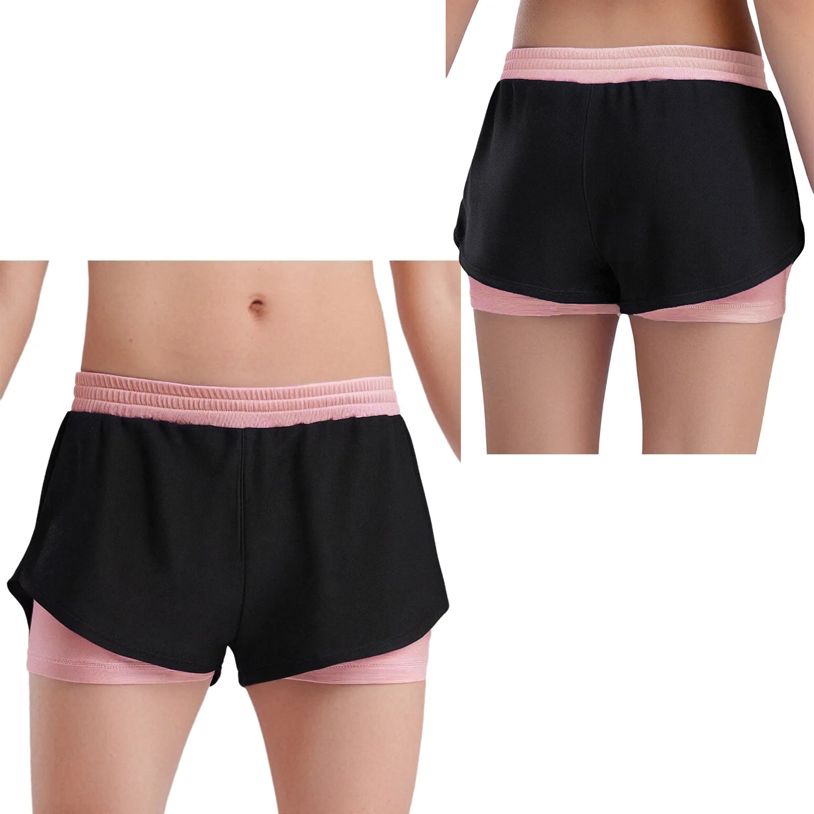 Kids Yoga Sports Shorts for Children Girls Workout Clothing Double-Layer Contrasting Shorts Running Cycling Bottoms Costumes