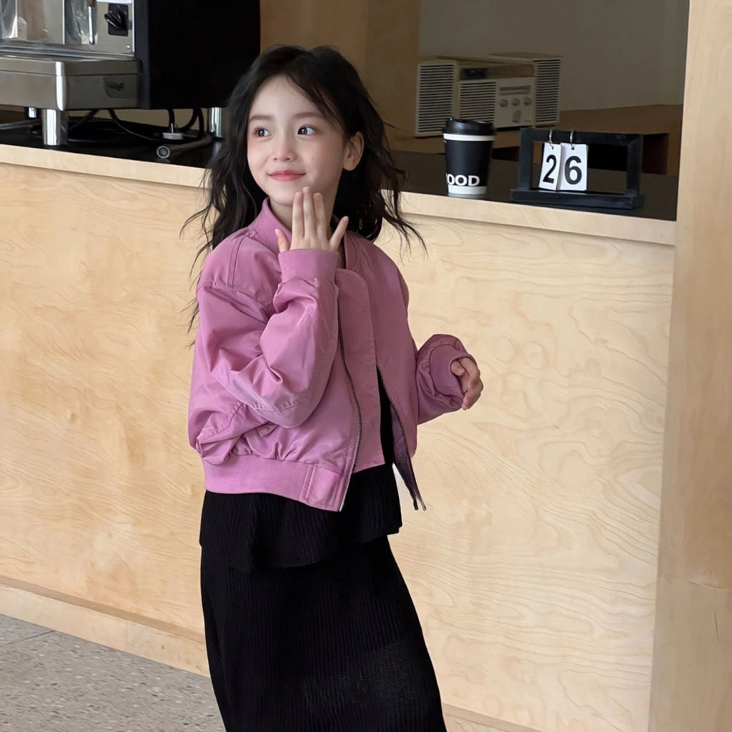 Child Clothing Korean Children's Girls' Outerwear Autumn and Spring New Casual and Fashion Jacket Kids Solid Color Coat