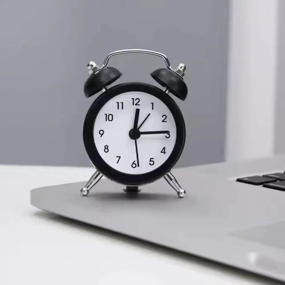 Silent Clock Twin Bell Alarm Clock Loud Alarm Great For Heavy Sleepers For Bedroom Decoration Rabbit Ears Cute Mini Metal Alarma
