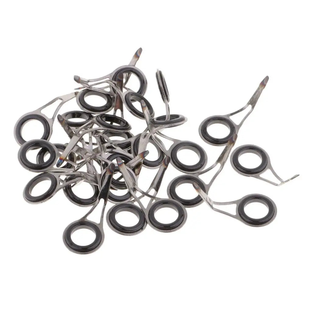25pcs Sturdy Fishing Rod Guides Single Leg Rod Eye  DIY Rod Building Part Stainless Steel Frame and Ceramic