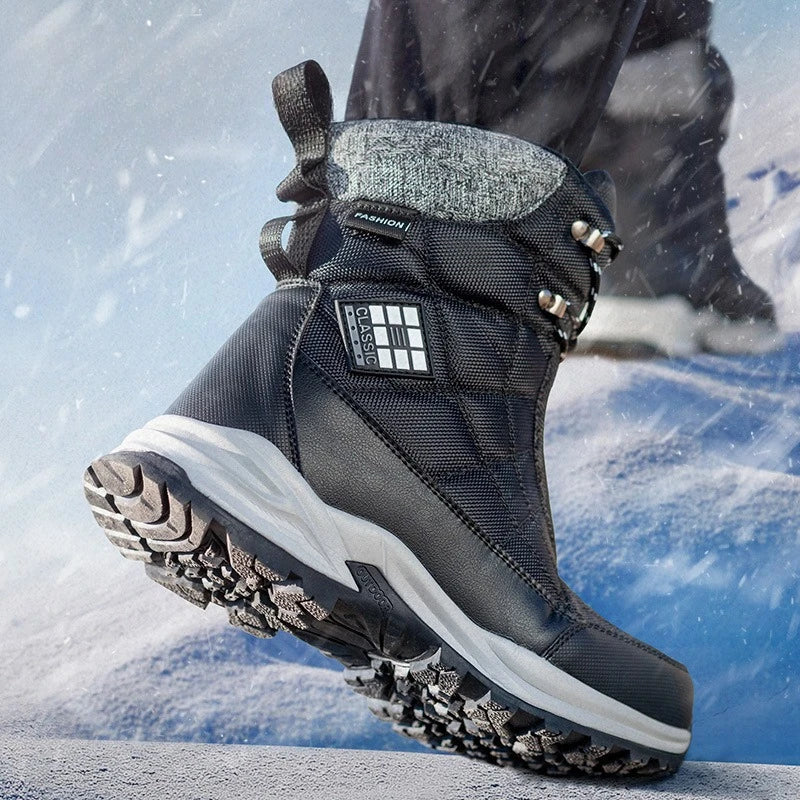 Men Snow Boots Winter Fashion Outdoor Mens Shoes High-top Hiking Ankle Boots Men Waterproof Fishing Boots Snow Plush Male Shoes
