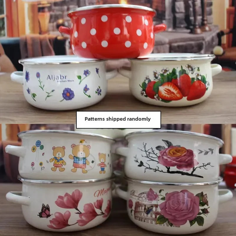 Enameled Pots and Pans Baby Complementary Food Bowl Cooking Pasta Pot Fruit Salad Bowl Induction Cooker Gas Universal Hot Pots A