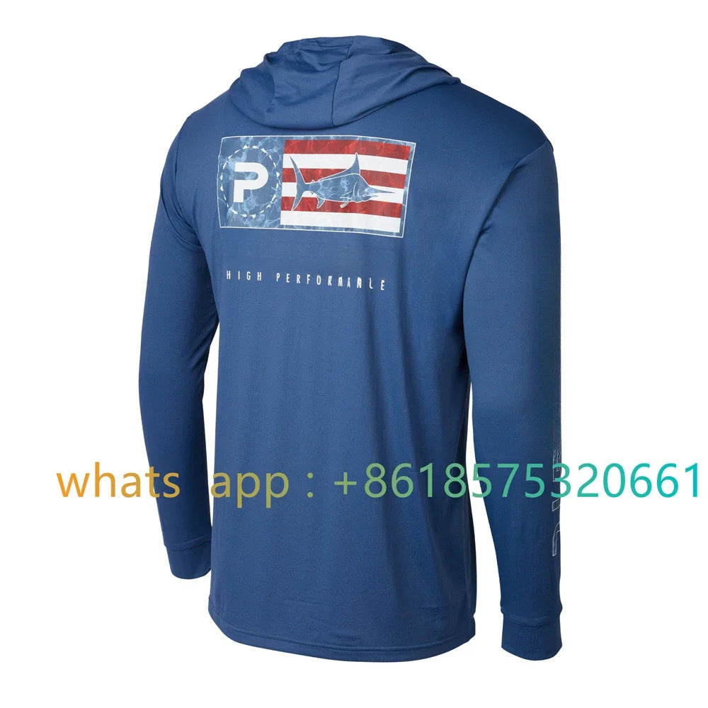 Fishing Apparel Summer Outdoor Men Long Sleeve T Shirt Fish Shirt Sun Protection Breathable Hooded Angling Clothing