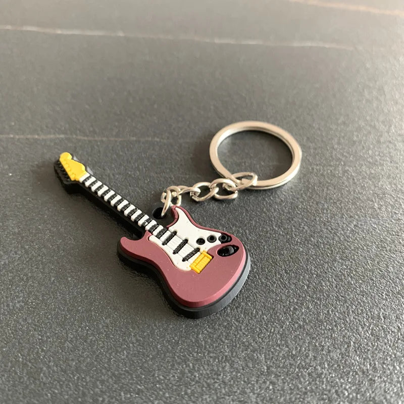 New Musical Instrument Silicone Guitar Pvc Soft Keychain Cartoon Small Gift Pendant K5156
