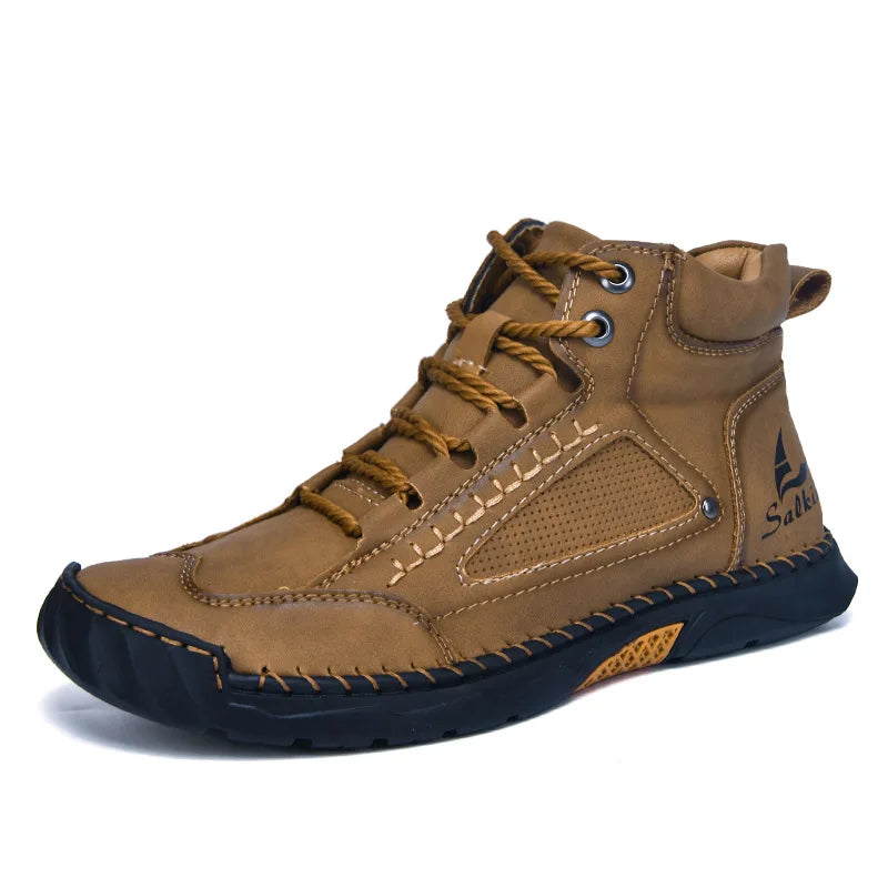 Hot Sale 2025 Handmade Men Boots Design Sneakers Ankle Boots Fall Breathable Man Outdoor Casual Leather Men Plus-size Shoes