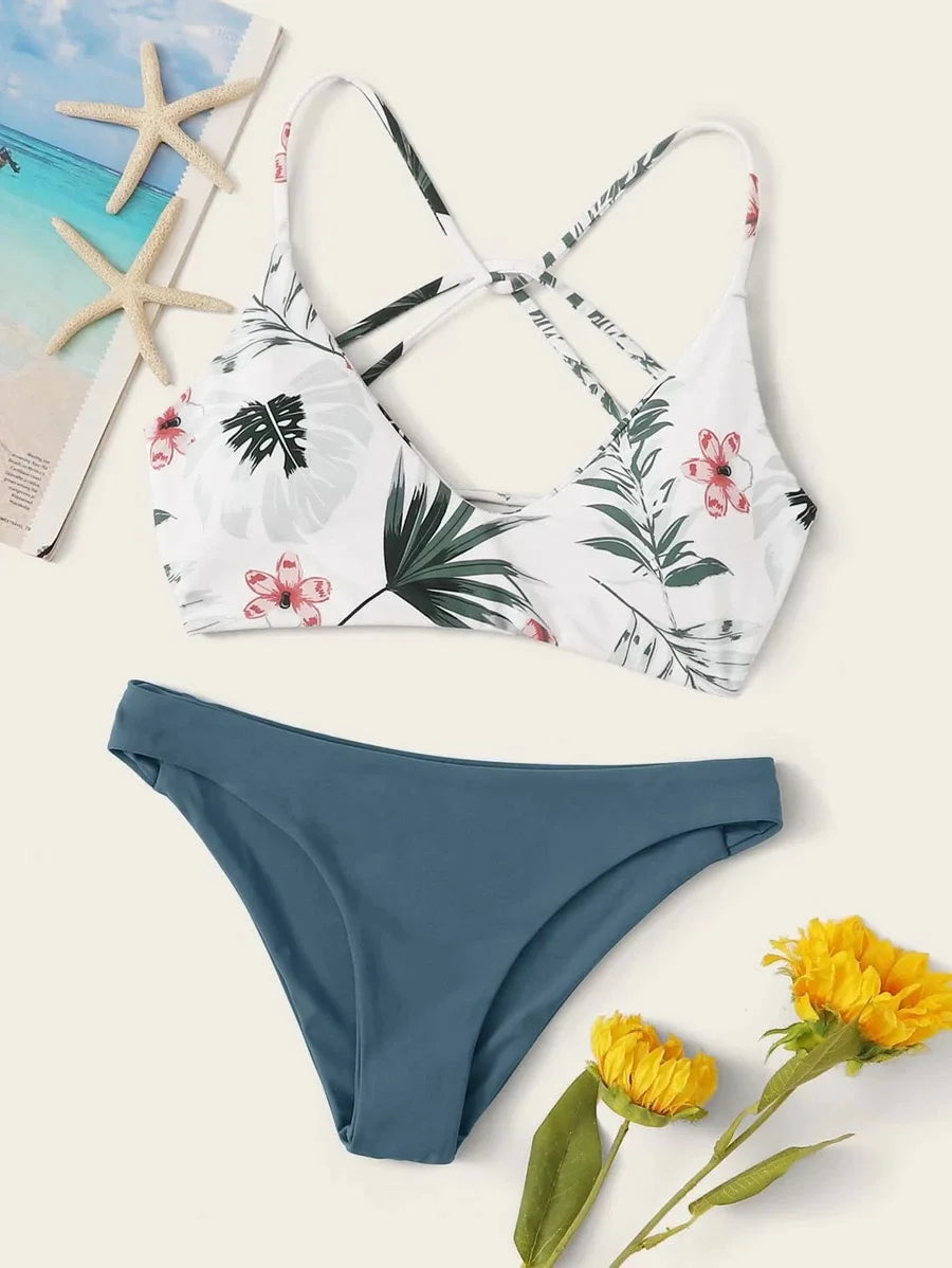 Women's Swimwear 2022 Push Up Bikini Two Pieces Swimsuits Halter Bandage Bathing Suits Sexy Thong Bikini Sets Summer Beach Wear