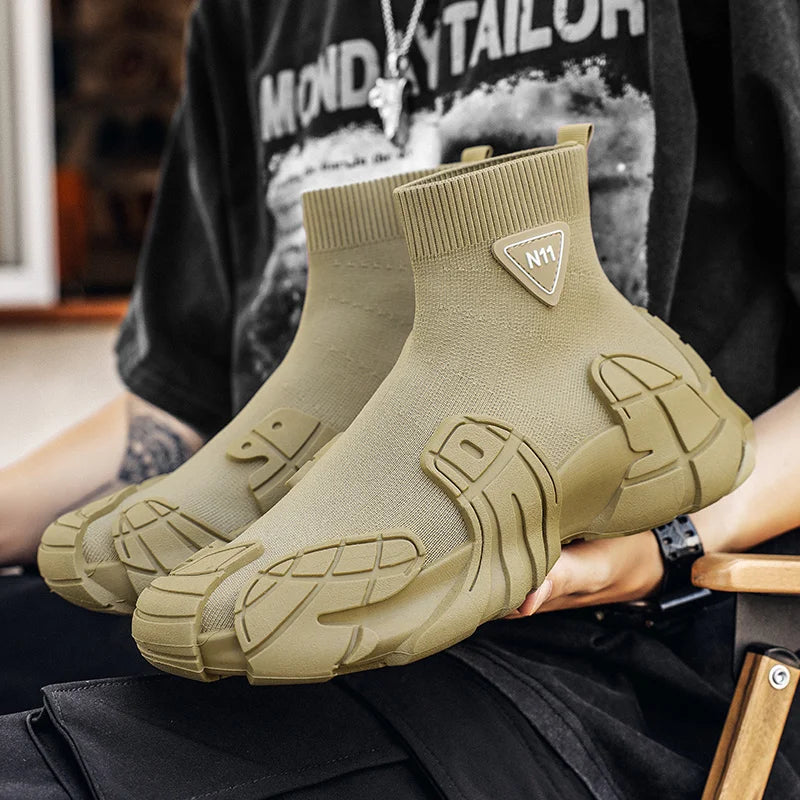 Outdoor Men Casual Boots Winter Designer Soft Sneakers Breathable Mens Socks Shoes Slip on Flat Lightweight Walking Sport Shoes