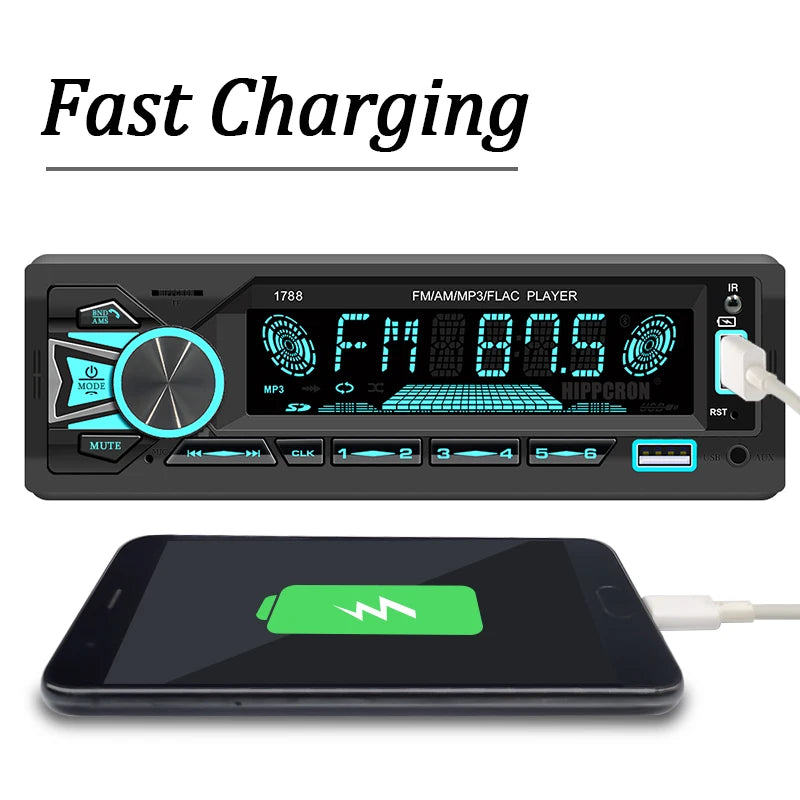 1 Din Car Radio Stereo Bluetooth MP3 Player with Remote Control Hands-free Calls AUX USB TF Card Universal FM Receiver
