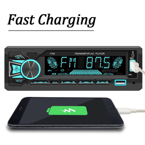 1 Din Car Radio Stereo Bluetooth MP3 Player with Remote Control Hands-free Calls AUX USB TF Card Universal FM Receiver