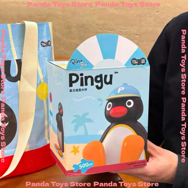 In Stock Pingu Cup Pingu Summer Style Water Cup Pingu Glass Portable Mug Children'S Sippy Cup Customized Gift Ornament