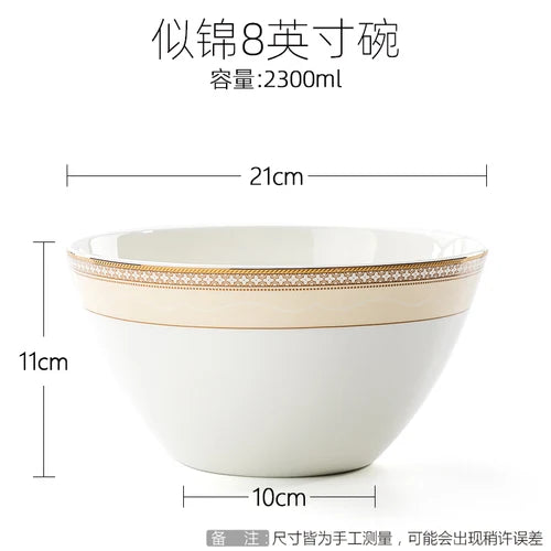 Delicate Bone China Bowl Saucer Luxury Gold-plated Dinner Plate Coffee Cup Hotel Restaurant Dinnerware Dinner Cooking Fish Plate