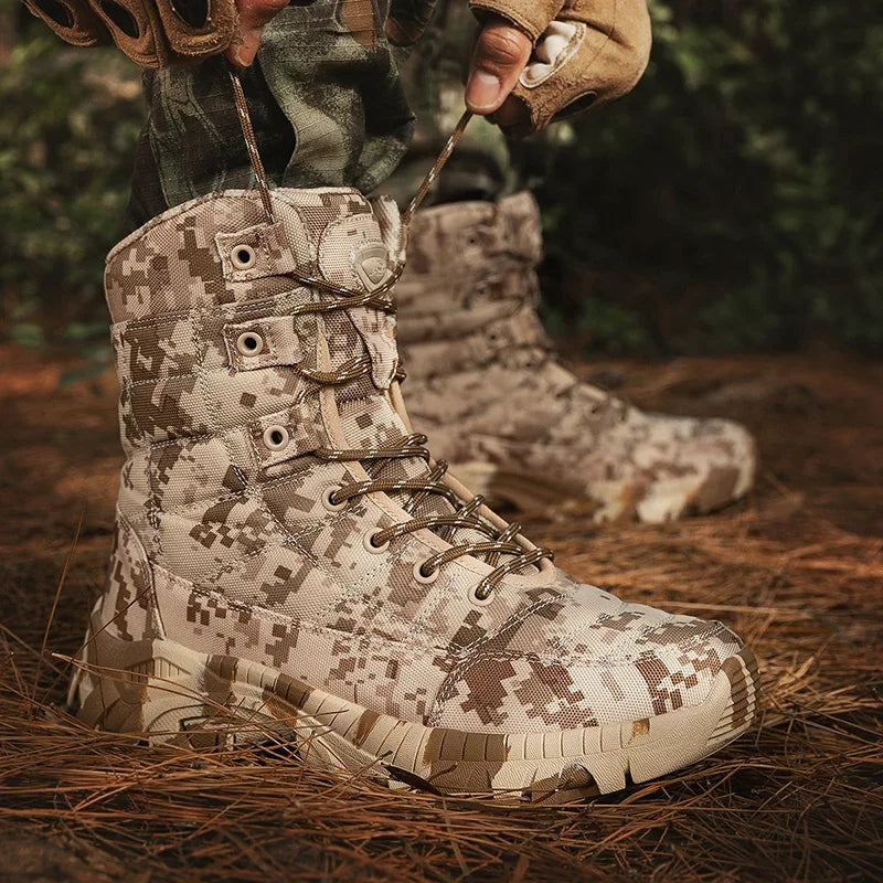 Men Tactical Boots Waterproof Army Work Climbing Hiking Shoes Training Motorcycle Hunting Safety Unisex Desert Boot