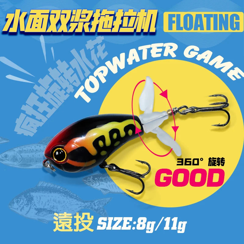 Topwater Pencil Spinner Baits, Fishing Lure, Crank Bass, Crankbait Surface, Artificial Hard Baits, Buzzbait Fishing, 7.7g, 11.2g