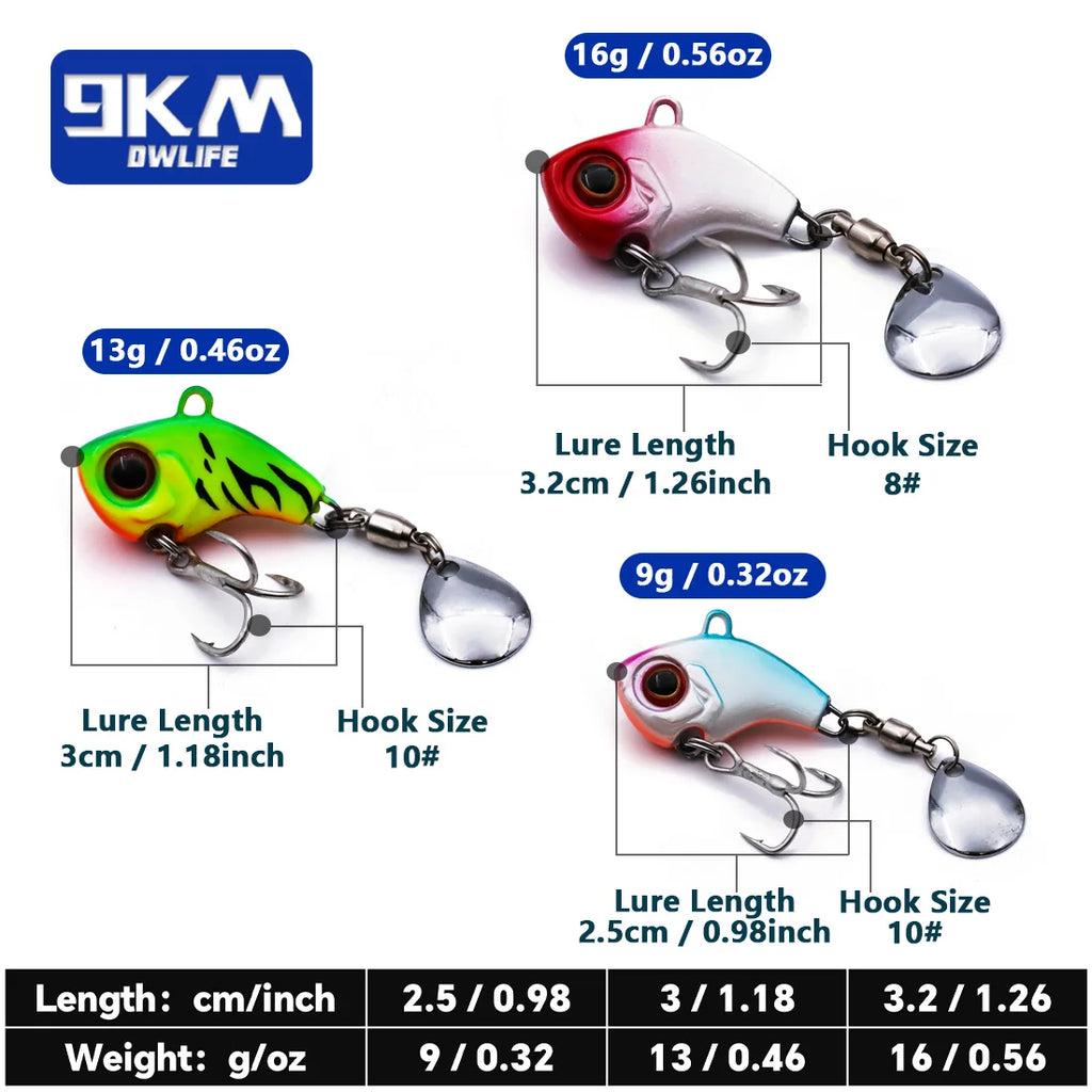 VIB Fishing Lures Tail Spinner Crankbait Lure 9~16g Fishing Spoon Lure Blade Sinking Lures Bass Fishing Jigs Fishing Lure Tackle