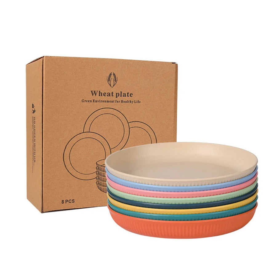 Dinner Dishes Wheat Straw Dinner Plates Set Eco Friendly Full Tableware Plates Cups Bowls Set Kitchen Accessories Dinnerware