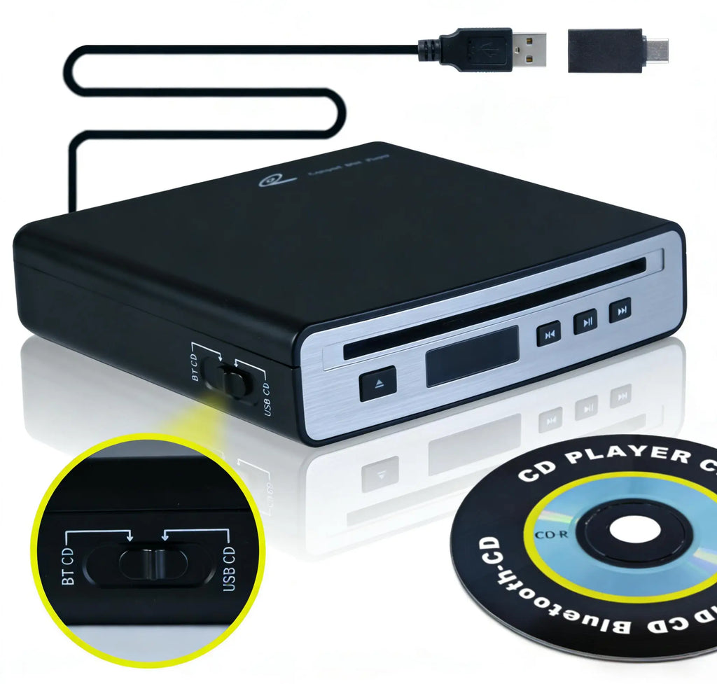Car CD Player for Portable,  External Car CD player, Dual-Mode USB or Bluetooth CD Player with for Car All-Models, Plug and Play