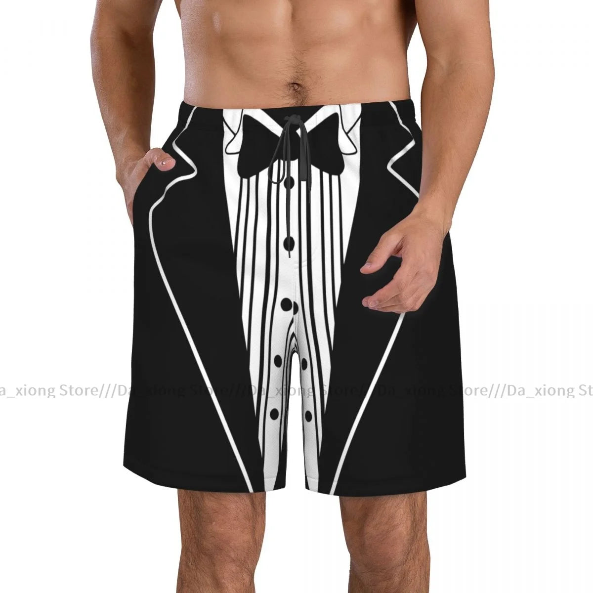 Mens Swimming Shorts Swimwear Mens Tuxedo Boxer Trunks Swimsuit Beach Wear Boardshorts