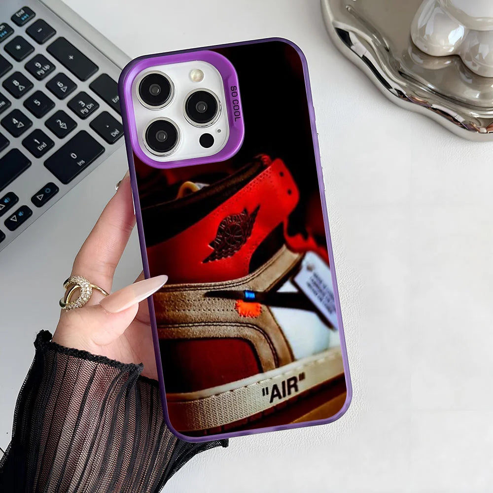 JORDAN 1 Designed And Sold By Phone Case IMD Color Silver Shell For IPhone 16 15 14 13 12 11 Pro Max Plus