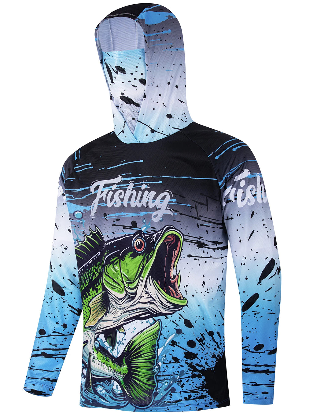 Fishing Shirt Hooded Men Fishing Clothes Outdoor Summer Mask Hoodie Sun Uv Protection Performance Jersey