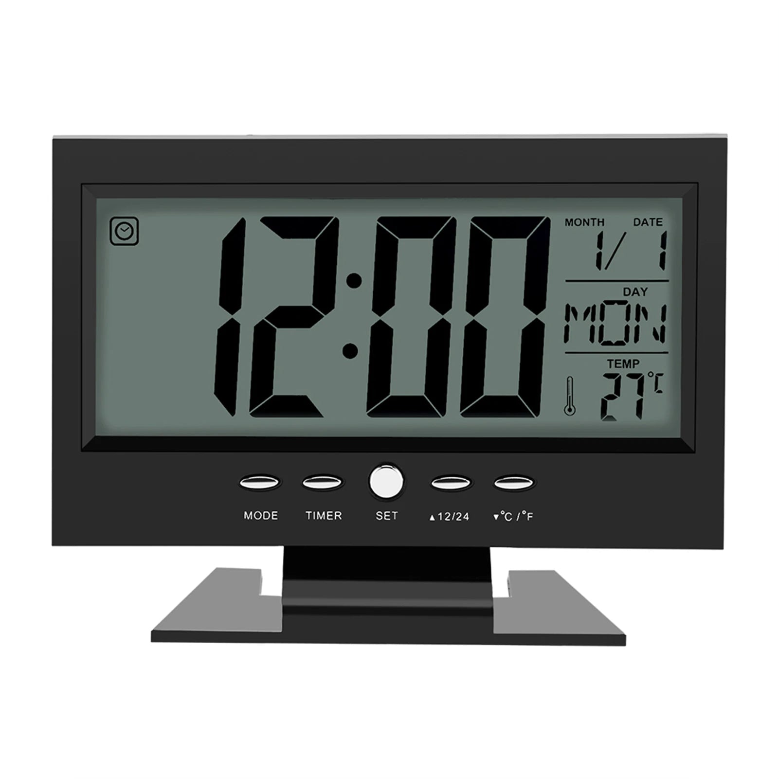 Alarm Clock Temp Display Clock Sound Sensor Clock LCD Digital Sound Sensor Table Desk Alarm Clock with Calendar and Temp Display
