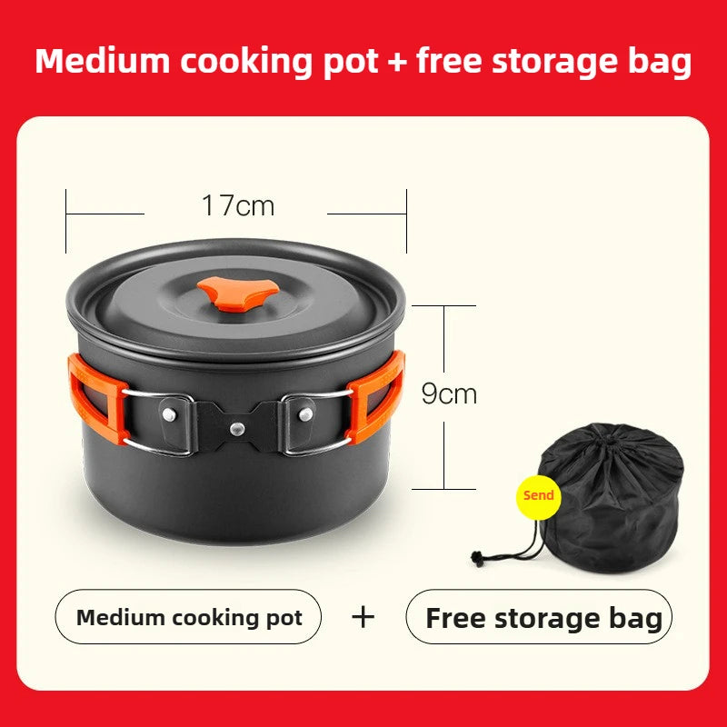 Outdoor Hiking Cookware Camping Cookware Boiling Water Teapot Frying Pan Equipment Portable Camping Pot Supplies Combination Set