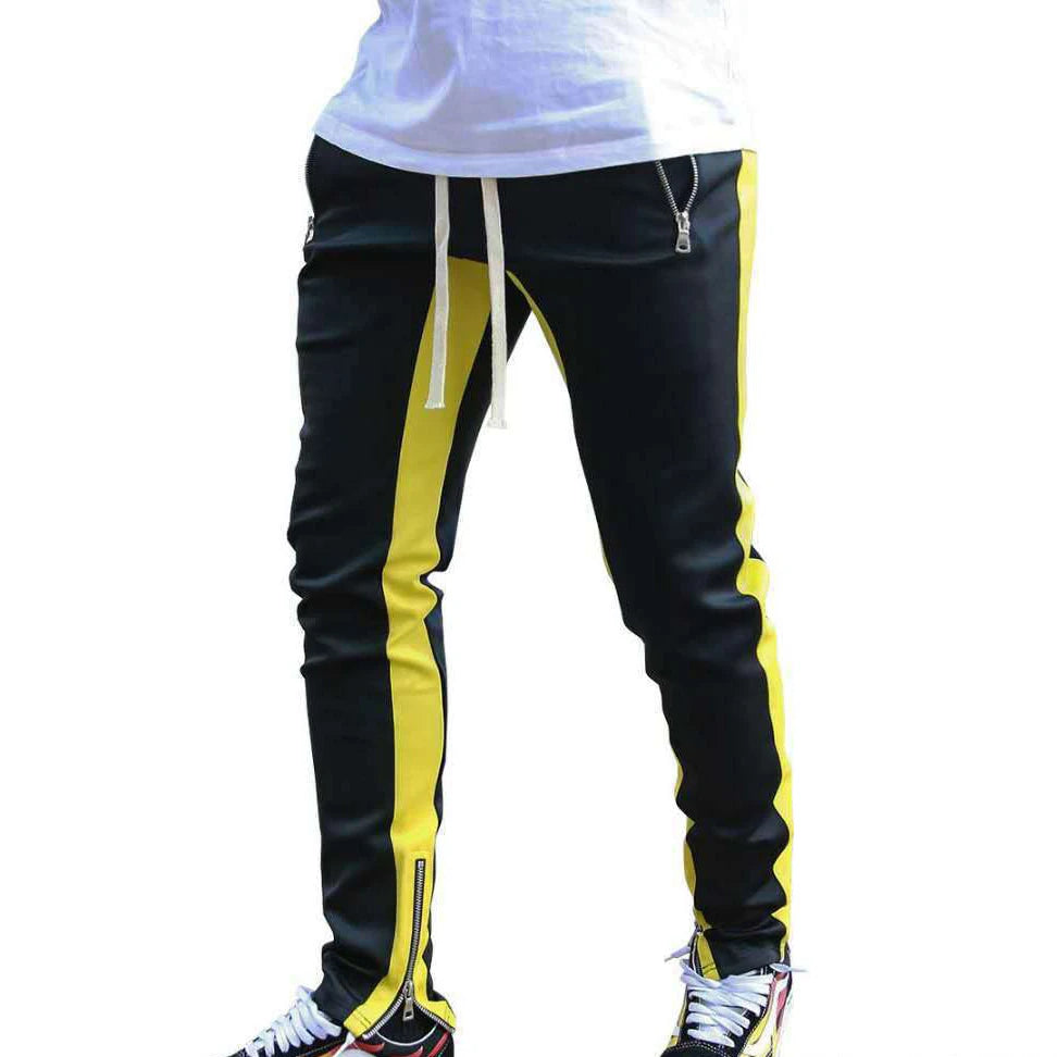 Men Sweatshirts Jogging Pants Men Casual Pants Men Stylish Color Block Zip Pockets Drawstring Sports Skinny Pants Trousers Pants