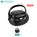 RETEKESS TR630 CD Player Boombox Stereo Portable Radio FM AM Cassette Tape 3W Speaker TF USB Recording Remote Control for Home