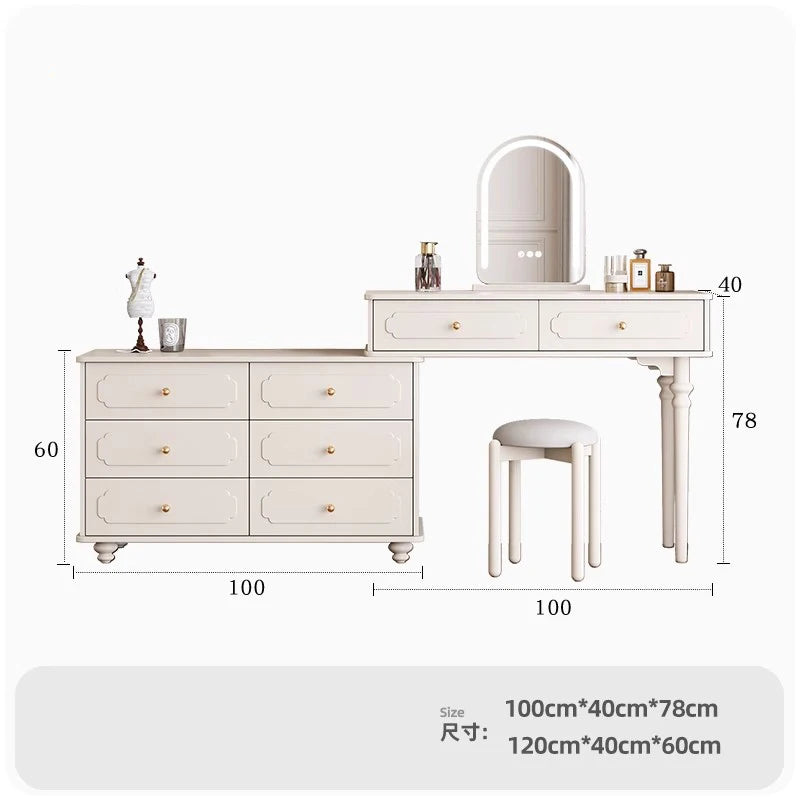 Modern Luxury Vanity Table Drawer Storage Simple Aesthetic Makeup Vanity Table With Mirror Trendy Penteadeira Bedroom Furniture